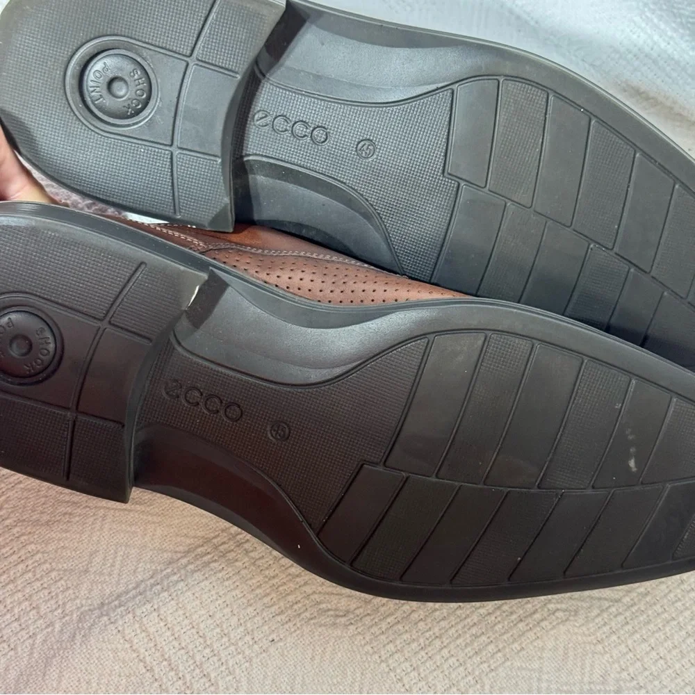 Ecco Men Johannesburg‎ Oxford Perforated Bike Toe Shoe Mink Brown Size 43..9/9.5